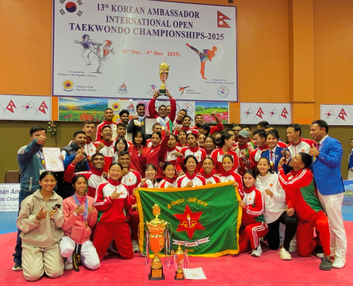 कोरियन एम्बेस्डर अन्तर्राष्ट्रिय तेक्वान्दोमा आर्मी टिम च्याम्पियन